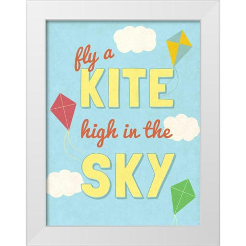Fly a Kite White Modern Wood Framed Art Print by SD Graphics Studio