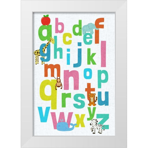 Alphabet White Modern Wood Framed Art Print by SD Graphics Studio