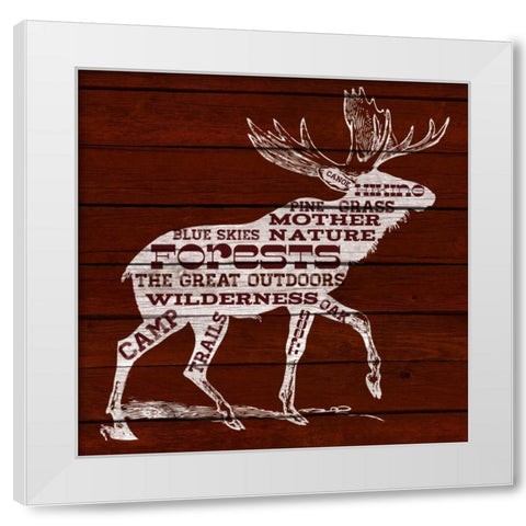 Moose Text White Modern Wood Framed Art Print by SD Graphics Studio