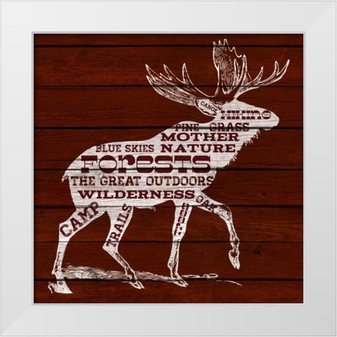 Moose Text White Modern Wood Framed Art Print by SD Graphics Studio