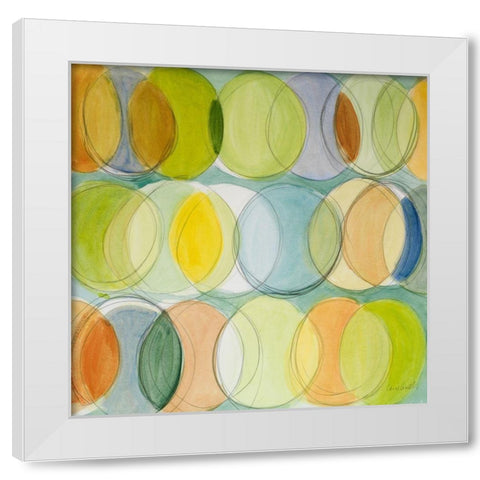 Circle Around on Blue I White Modern Wood Framed Art Print by Loreth, Lanie