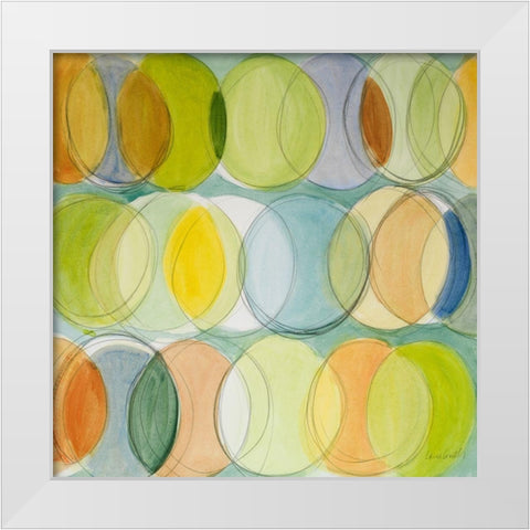 Circle Around on Blue I White Modern Wood Framed Art Print by Loreth, Lanie