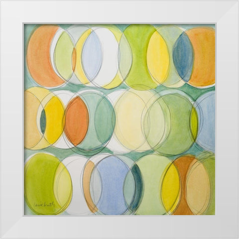 Circle Around on Blue II White Modern Wood Framed Art Print by Loreth, Lanie