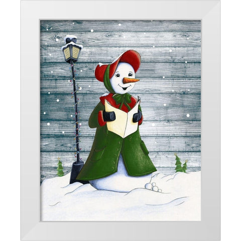 Christmas Snowmen I White Modern Wood Framed Art Print by Josefina