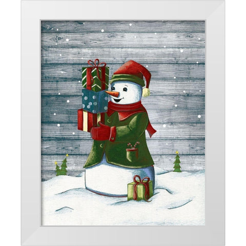 Christmas Snowmen II White Modern Wood Framed Art Print by Josefina