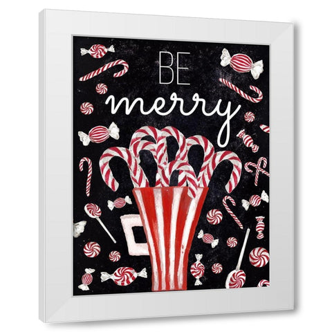 Peppermint Candy Cane Wishes White Modern Wood Framed Art Print by Medley, Elizabeth