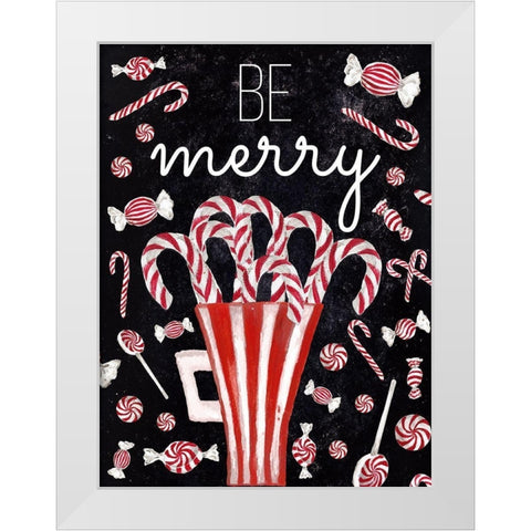 Peppermint Candy Cane Wishes White Modern Wood Framed Art Print by Medley, Elizabeth