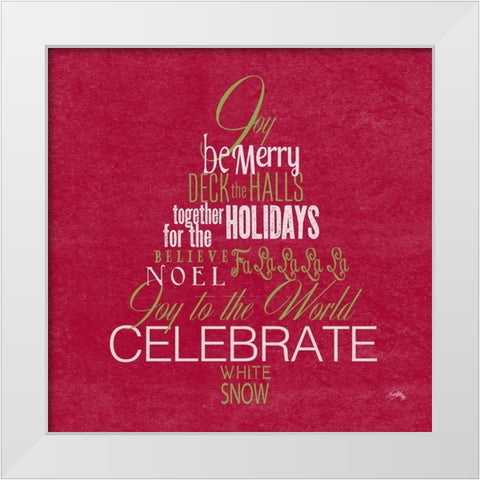 Holiday Fun Typography on Red I White Modern Wood Framed Art Print by Medley, Elizabeth