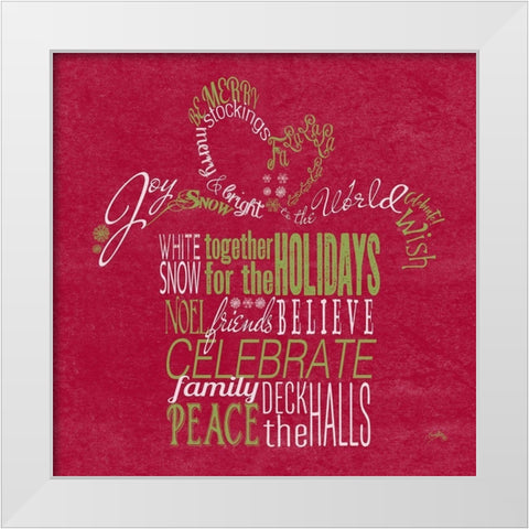 Holiday Fun Typography on Red II White Modern Wood Framed Art Print by Medley, Elizabeth