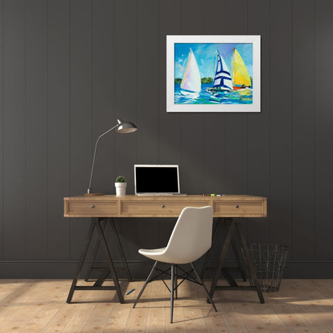 The Regatta White Modern Wood Framed Art Print by Slivka, Jane