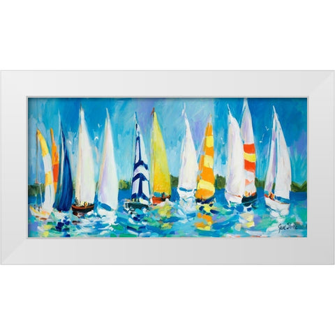 The Regatta White Modern Wood Framed Art Print by Slivka, Jane