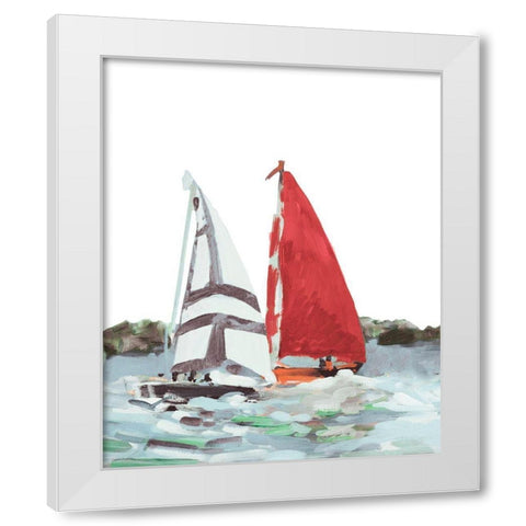 Line Regatta I White Modern Wood Framed Art Print by Slivka, Jane