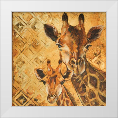 Safari Mother and Son I White Modern Wood Framed Art Print by Pinto, Patricia