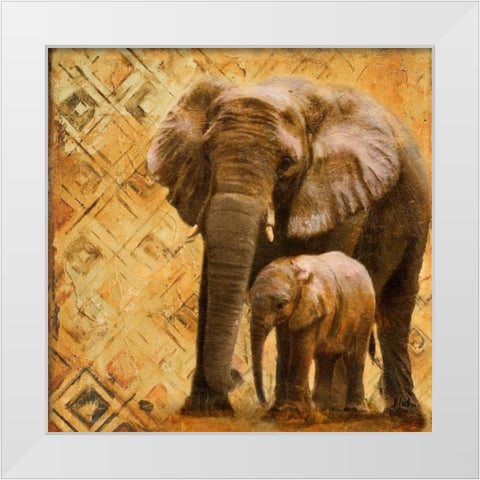 Safari Family I White Modern Wood Framed Art Print by Pinto, Patricia
