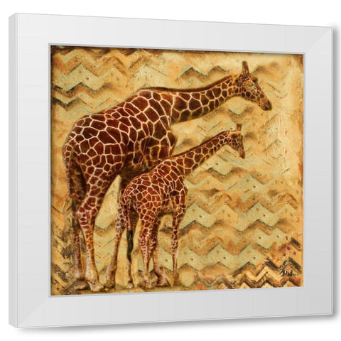 Safari Family II White Modern Wood Framed Art Print by Pinto, Patricia