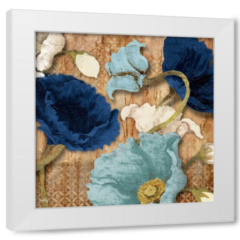 Blue Joyful Poppies I White Modern Wood Framed Art Print by Medley, Elizabeth