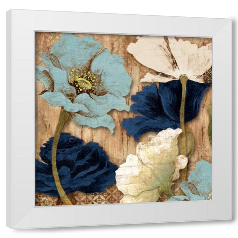 Blue Joyful Poppies II White Modern Wood Framed Art Print by Medley, Elizabeth