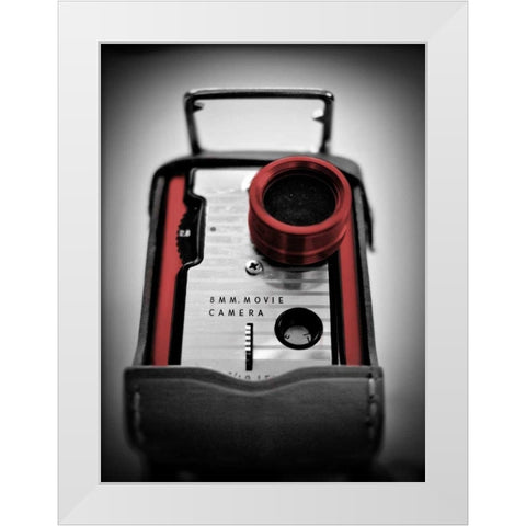 Red Movie Camera with Border White Modern Wood Framed Art Print by Peck, Gail