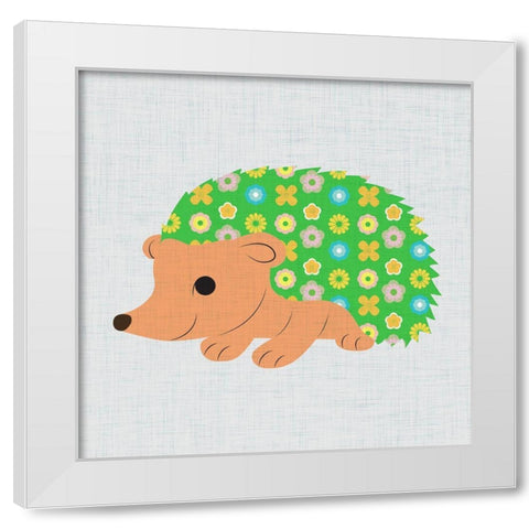 Retro Hedgehog I White Modern Wood Framed Art Print by SD Graphics Studio
