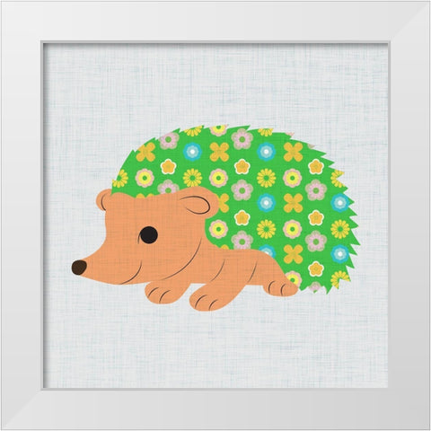 Retro Hedgehog I White Modern Wood Framed Art Print by SD Graphics Studio