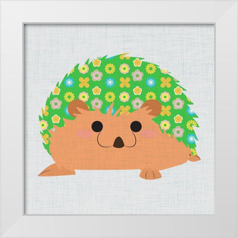 Retro Hedgehog III White Modern Wood Framed Art Print by SD Graphics Studio