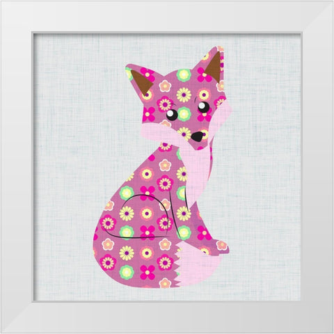 Retro Fox I White Modern Wood Framed Art Print by SD Graphics Studio