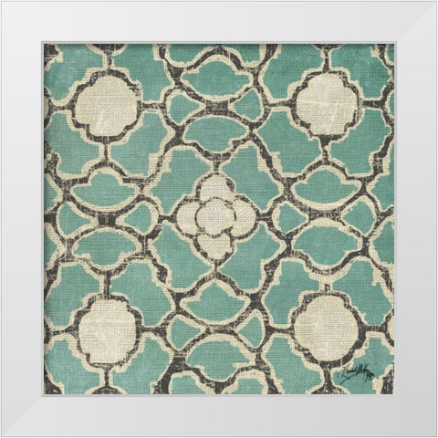 Turquoise Modele VII White Modern Wood Framed Art Print by Medley, Elizabeth