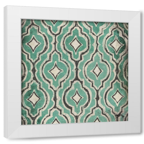 Turquoise Modele II White Modern Wood Framed Art Print by Medley, Elizabeth