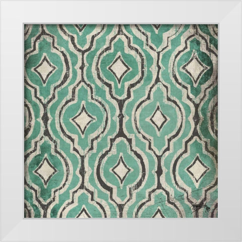 Turquoise Modele II White Modern Wood Framed Art Print by Medley, Elizabeth