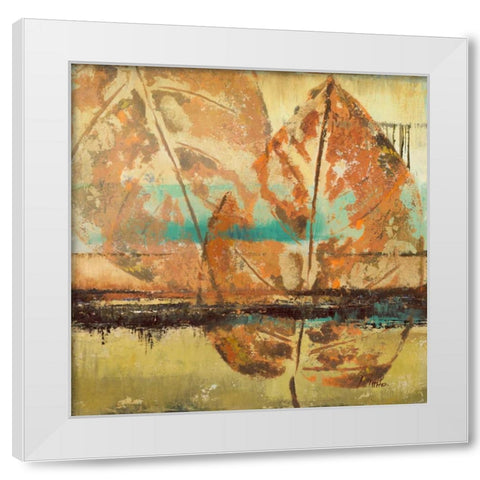 Rain Leaves II White Modern Wood Framed Art Print by Pinto, Patricia