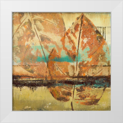 Rain Leaves II White Modern Wood Framed Art Print by Pinto, Patricia