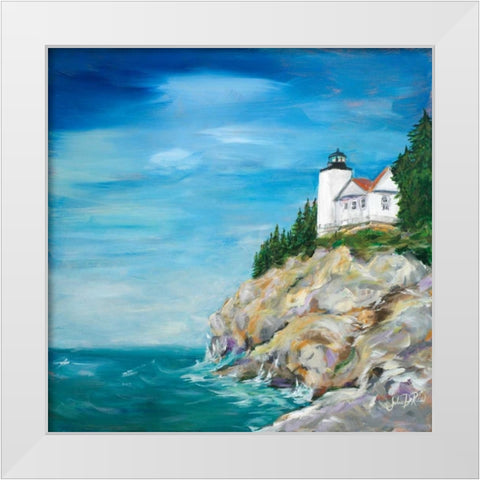 Lighthouse on the Rocky Shore II White Modern Wood Framed Art Print by DeRice, Julie