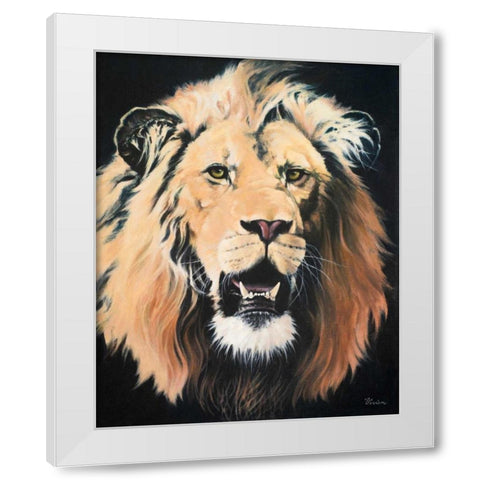 Lion White Modern Wood Framed Art Print by Rhyan, Vivien