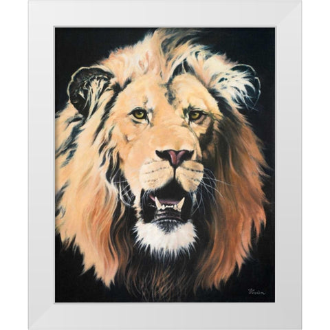 Lion White Modern Wood Framed Art Print by Rhyan, Vivien