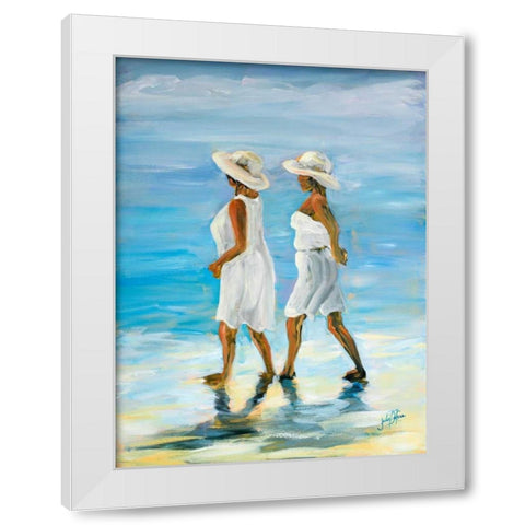 Women on Beach I White Modern Wood Framed Art Print by DeRice, Julie