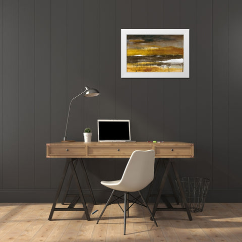 Stratscape in Gold White Modern Wood Framed Art Print by Loreth, Lanie