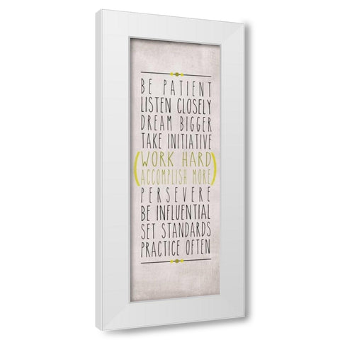 Be Patient White Modern Wood Framed Art Print by SD Graphics Studio