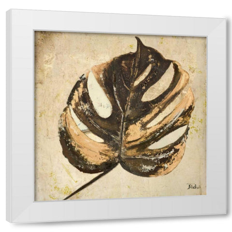Gold Contemporary Leaves II White Modern Wood Framed Art Print by Pinto, Patricia