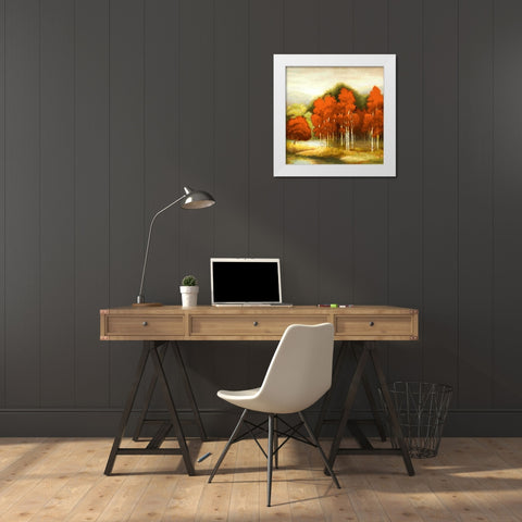 Autumn Birchwood I White Modern Wood Framed Art Print by Marcon, Michael