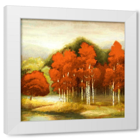 Autumn Birchwood I White Modern Wood Framed Art Print by Marcon, Michael