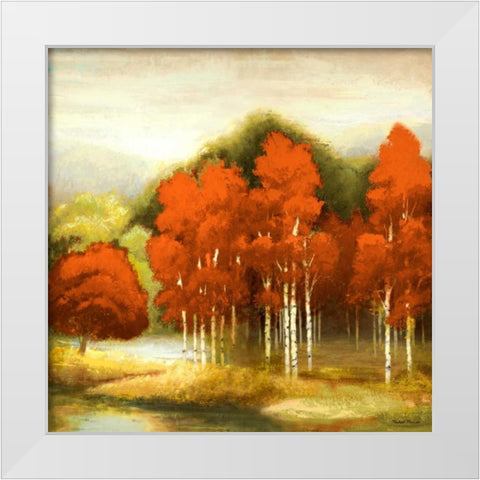 Autumn Birchwood I White Modern Wood Framed Art Print by Marcon, Michael