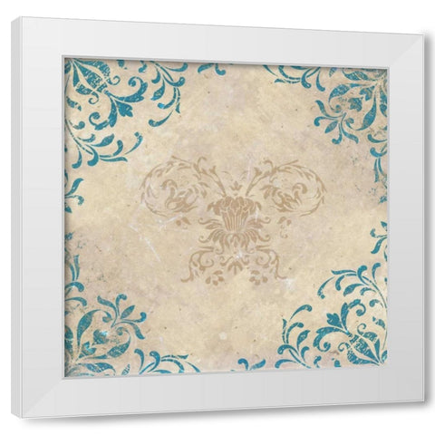 Teal Flourish I White Modern Wood Framed Art Print by Medley, Elizabeth