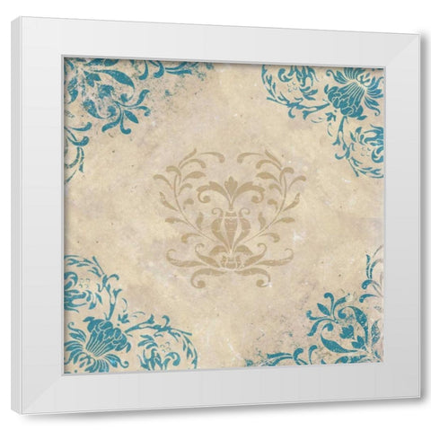 Teal Flourish II White Modern Wood Framed Art Print by Medley, Elizabeth