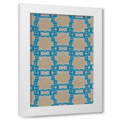 Tan and Blue Floral Pattern I White Modern Wood Framed Art Print by Medley, Elizabeth