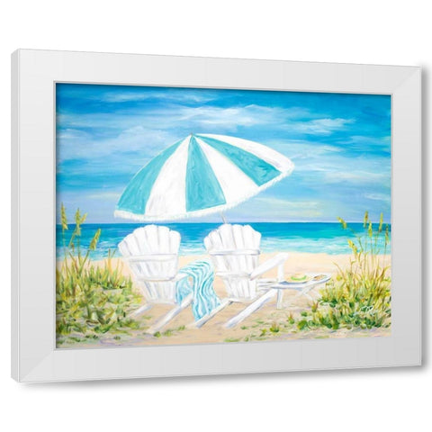 Beach Umbrella White Modern Wood Framed Art Print by DeRice, Julie