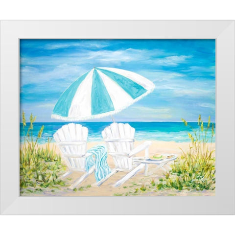 Beach Umbrella White Modern Wood Framed Art Print by DeRice, Julie