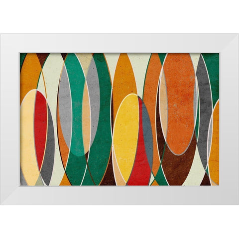 Bright Retro Vibes White Modern Wood Framed Art Print by SD Graphics Studio