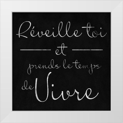 Wake up (French) White Modern Wood Framed Art Print by SD Graphics Studio