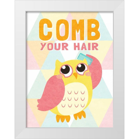 Comb your Hair White Modern Wood Framed Art Print by SD Graphics Studio