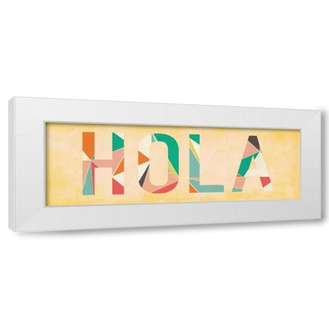 Hola White Modern Wood Framed Art Print by SD Graphics Studio